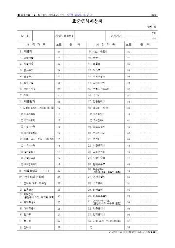 표준손익계산서(개인) 첫 쪽 미리보기